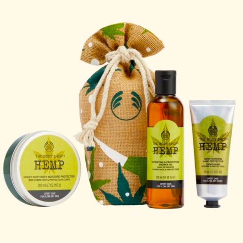 NWT The Body Shop Hydrating & Protecting Hemp Gift Set BODY CARE FOR DRY SKIN